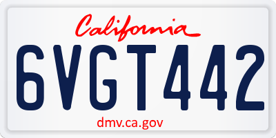 CA license plate 6VGT442