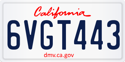 CA license plate 6VGT443