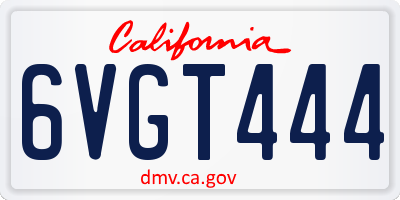 CA license plate 6VGT444