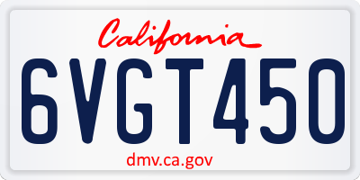 CA license plate 6VGT450