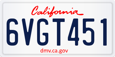CA license plate 6VGT451