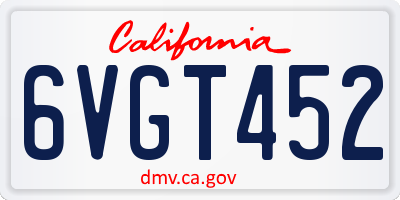 CA license plate 6VGT452