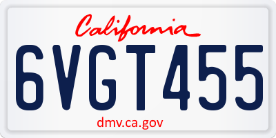 CA license plate 6VGT455