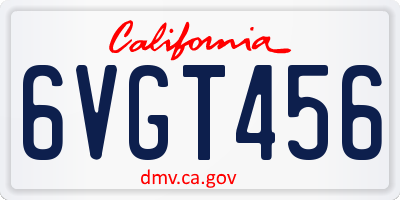 CA license plate 6VGT456