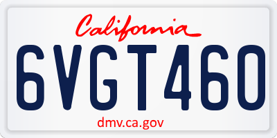 CA license plate 6VGT460