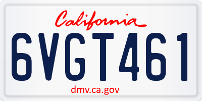 CA license plate 6VGT461