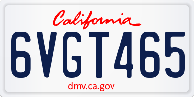 CA license plate 6VGT465