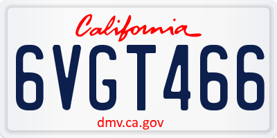 CA license plate 6VGT466