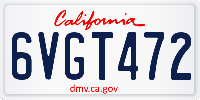 CA license plate 6VGT472
