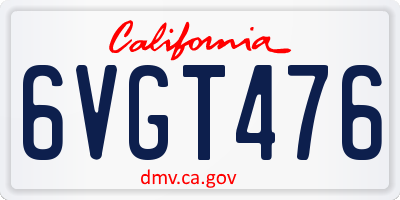 CA license plate 6VGT476