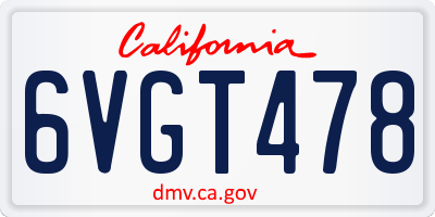 CA license plate 6VGT478