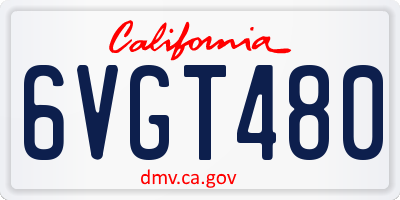 CA license plate 6VGT480
