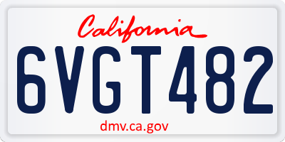 CA license plate 6VGT482
