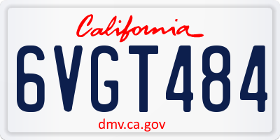 CA license plate 6VGT484