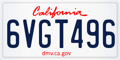 CA license plate 6VGT496