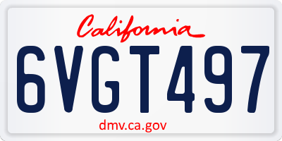 CA license plate 6VGT497