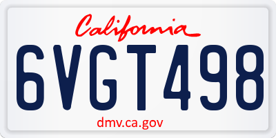 CA license plate 6VGT498