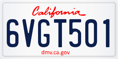 CA license plate 6VGT501