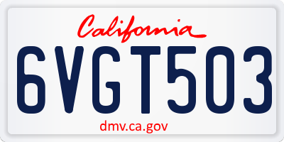 CA license plate 6VGT503
