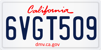 CA license plate 6VGT509