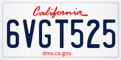 CA license plate 6VGT525