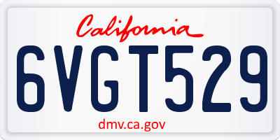 CA license plate 6VGT529