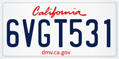 CA license plate 6VGT531