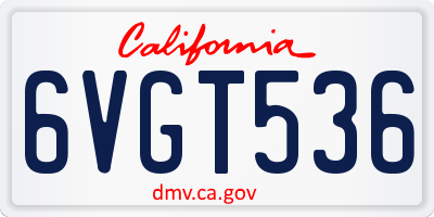 CA license plate 6VGT536