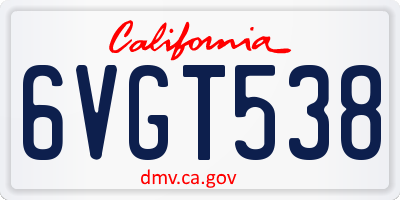 CA license plate 6VGT538