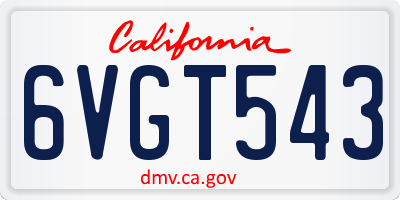 CA license plate 6VGT543