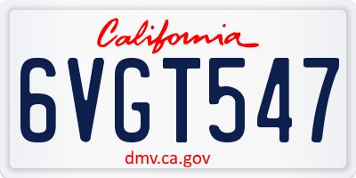 CA license plate 6VGT547