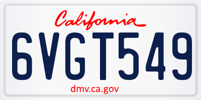 CA license plate 6VGT549
