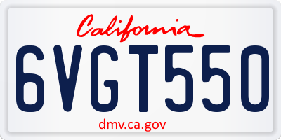 CA license plate 6VGT550