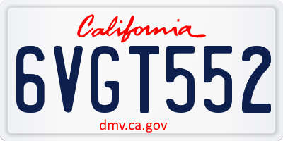 CA license plate 6VGT552