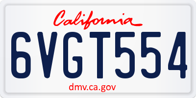CA license plate 6VGT554