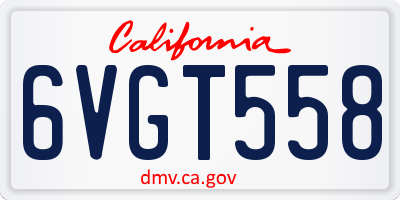 CA license plate 6VGT558