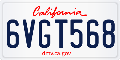 CA license plate 6VGT568