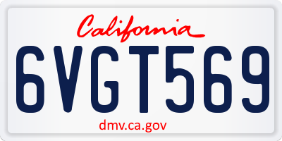 CA license plate 6VGT569