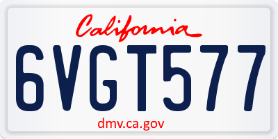 CA license plate 6VGT577