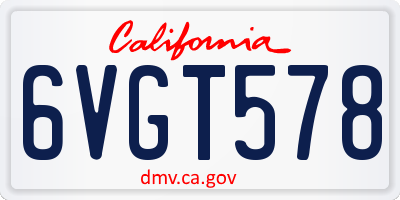 CA license plate 6VGT578