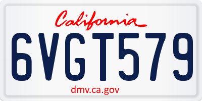 CA license plate 6VGT579