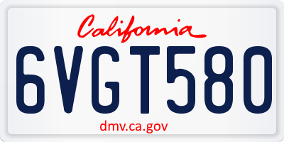 CA license plate 6VGT580