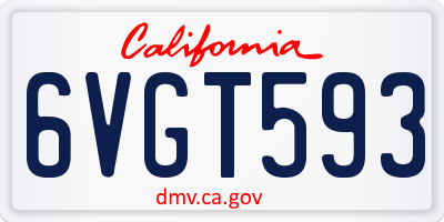 CA license plate 6VGT593