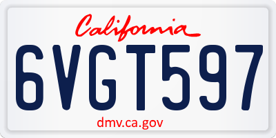CA license plate 6VGT597