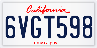 CA license plate 6VGT598