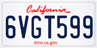 CA license plate 6VGT599