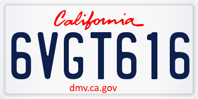 CA license plate 6VGT616
