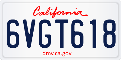 CA license plate 6VGT618
