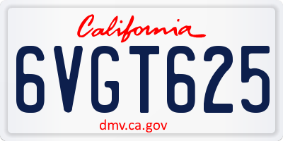 CA license plate 6VGT625