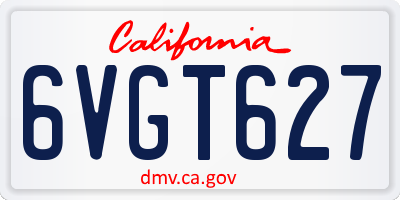 CA license plate 6VGT627